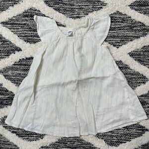 Old Navy Cream with Silver Stripe Swing Dress size 6-12mo